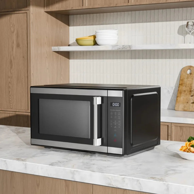 Hamilton Beach 1.1 Cu ft Countertop Microwave Oven, White and Stainless Steel
