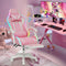 Pink Gaming Chair with Speakers and Led Lights Massage Video Game Chair with Footrest Reclining Computer Gaming Chair for Girls