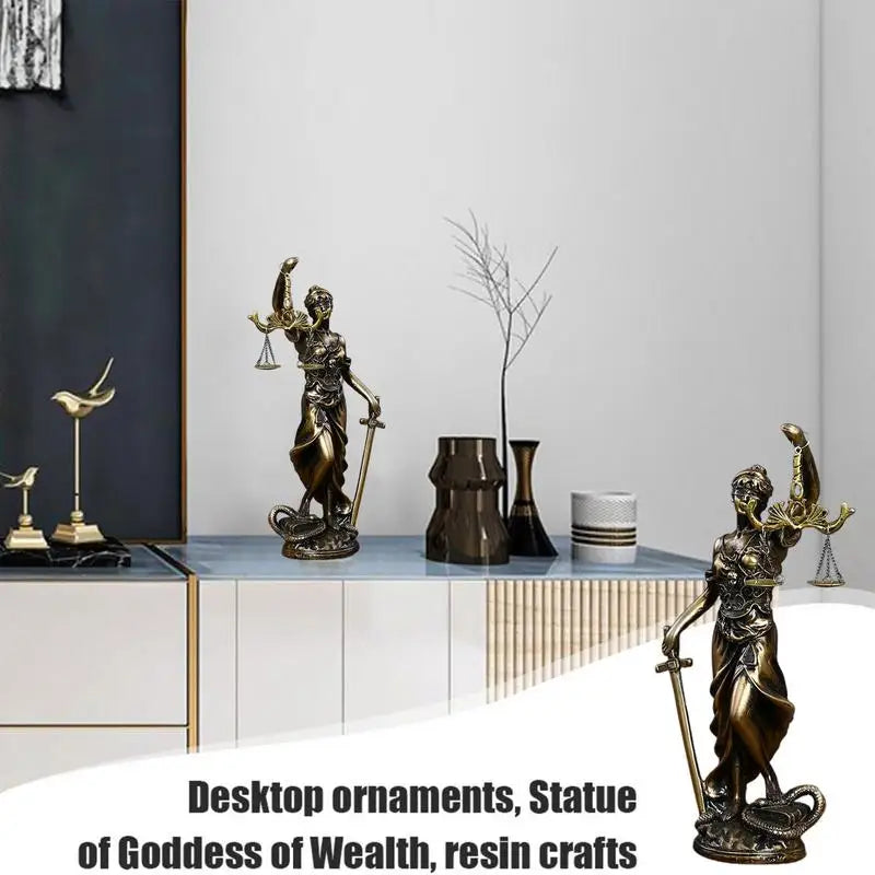 Goddess Of Justice Statue Justice Goddess Resin Desk Figurine Justice Fairness Goddess Statue Greek Mythology Ornaments For