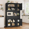 72" Kitchen Pantry Cabinet, Kitchen Hutch with Microwave Stand, Buffet Cabinet with Hutch for Dining Room, Black