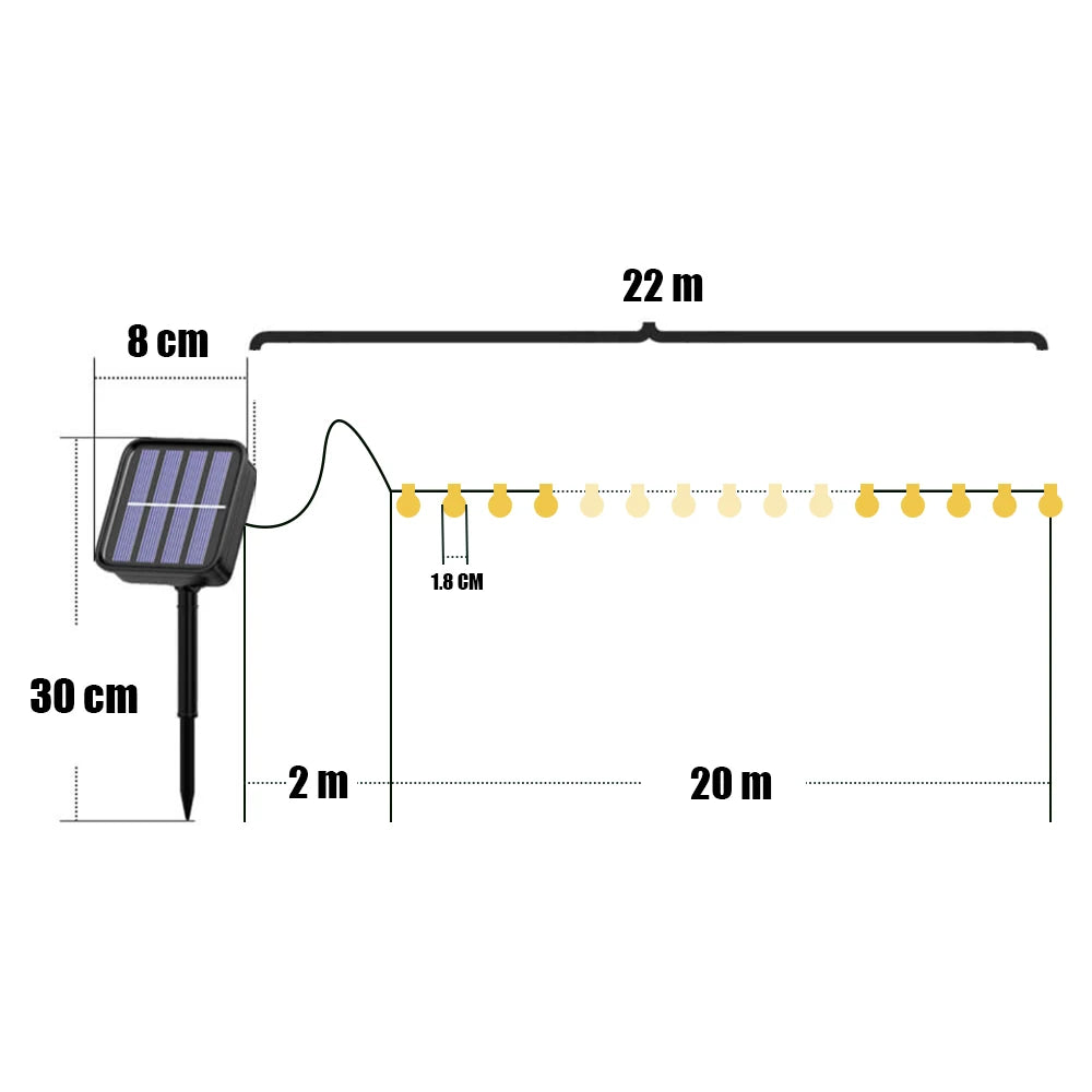 Solar Crystal Ball String Lights â€“ 4 Colors, 8 Modes Outdoor Garden & Balcony Accent | Eco-Friendly LED Decor | Trufairs