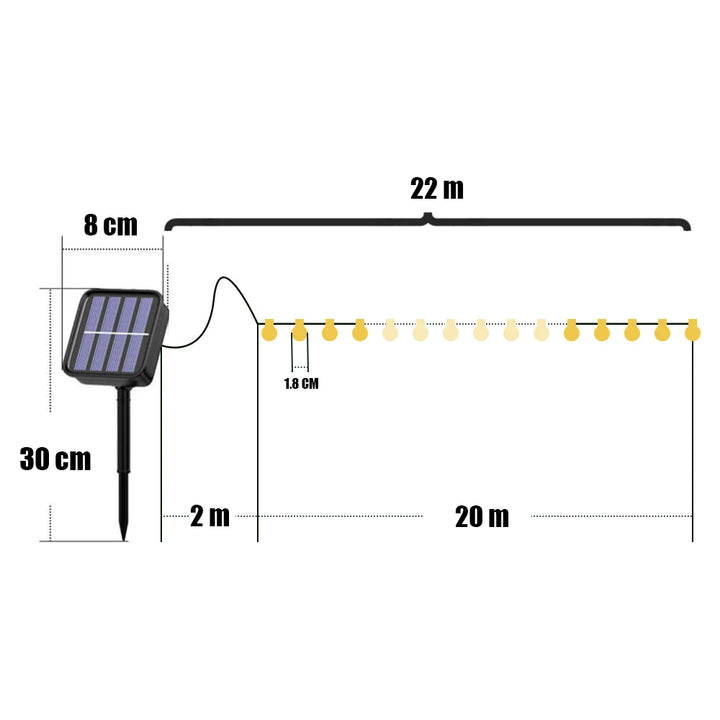 Solar Crystal Ball String Lights â€“ 4 Colors, 8 Modes Outdoor Garden & Balcony Accent | Eco-Friendly LED Decor | Trufairs