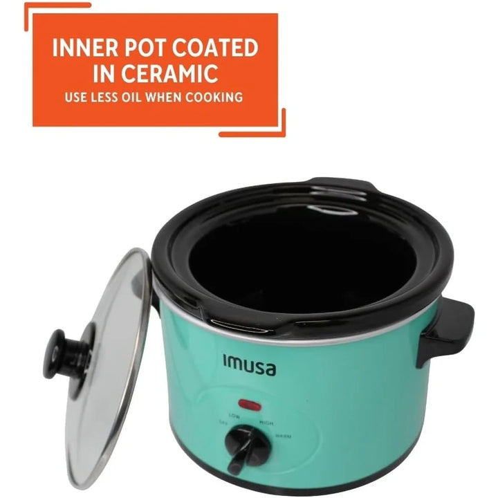 Compact 1.5QT Slow Cooker with Removable Ceramic Pot 3 Heat Settings Dishwasher Safe Ideal Everyday Cooking Parties Buffets