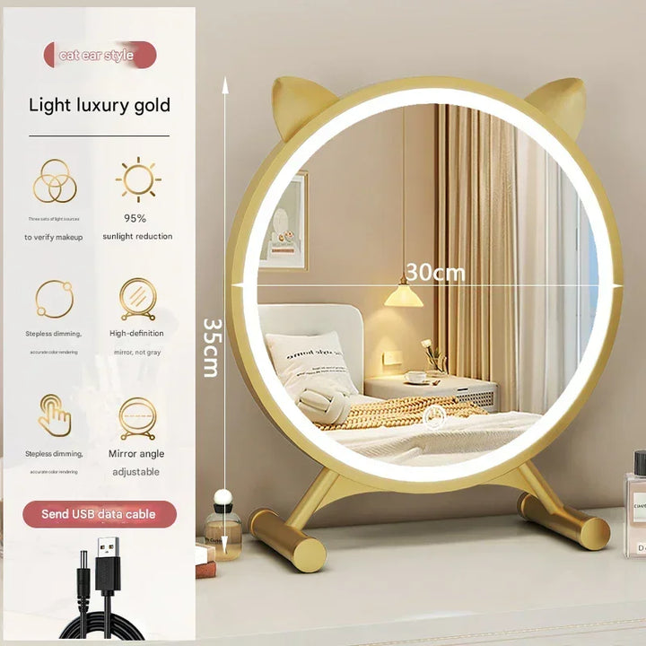 Unique Makeup Mirror Compact Korean Bedroom Funky Girl Aesthetic Items Art Circular Mirror Cosmetics Vestidores Decoracao Quarto
