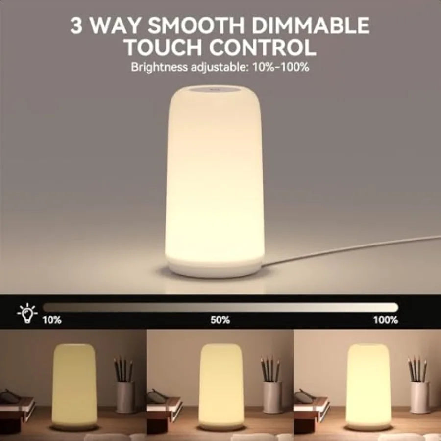 Touch Bedside Table Lamp [Sleek Design and RGB Mode] 3 Way Dimmable Small Lamp for Bedroom LED Lamp with Warm White Lights Mult