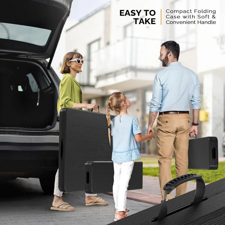 Picnic Table Set with 2 Benches, 6 Feet Camping Table Chair Set, 3-Piece Folding Furniture for Indoor or Outdoor Use, Tree Patt