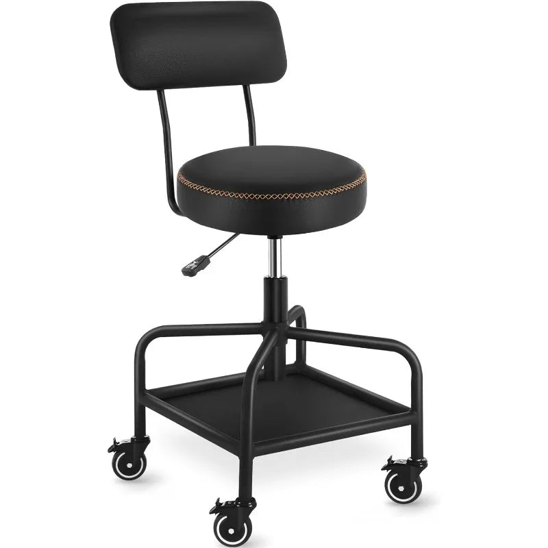 Stool Attach Tray Stool with Lockable Rubber Wheels Adjustable Backrest Tool Tray Storag ...