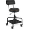 Stool with Lockable Rubber Wheels Adjustable Backrest Tool Tray Storage 400 lb Capacity Rolling Garage Stool (Black)