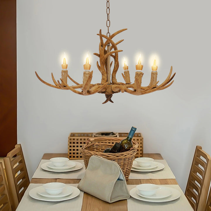 Retro Antler Chandelier Light Deer Horn Restaurant Dining Pendant Lamp