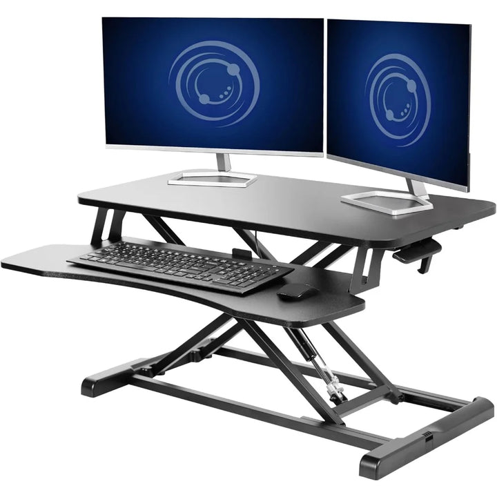 32 inch Desk Converter, K Series, Height Adjustable Sit to Stand Riser, Dual Monitor and Laptop Workstation with Wide Keybo