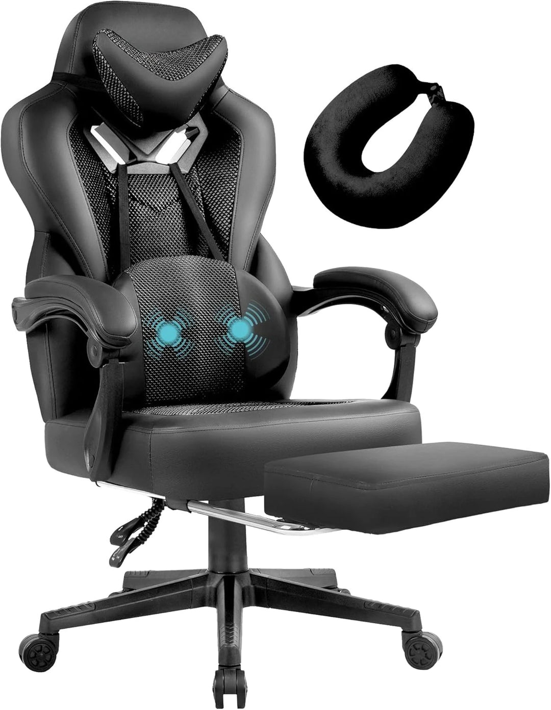 Gaming Chair PRO, Ergonomic Gaming Chairs for Adults Heavy People, Massage Reclining Office Desk Computer Chair with Footrest