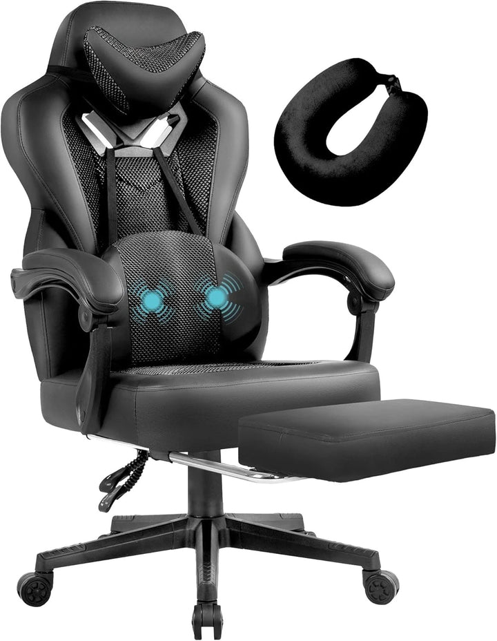 Gaming Chair PRO, Ergonomic Gaming Chairs for Adults Heavy People, Massage Reclining Office Desk Computer Chair with Footrest