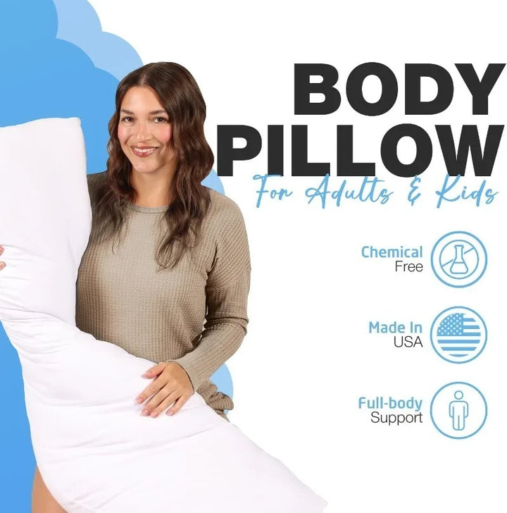 Body Pillow for Side Sleepers - Snuggle Cooling Body Pillow for Adults & Kids - Side Sleeper Long Pillow for Bed - B