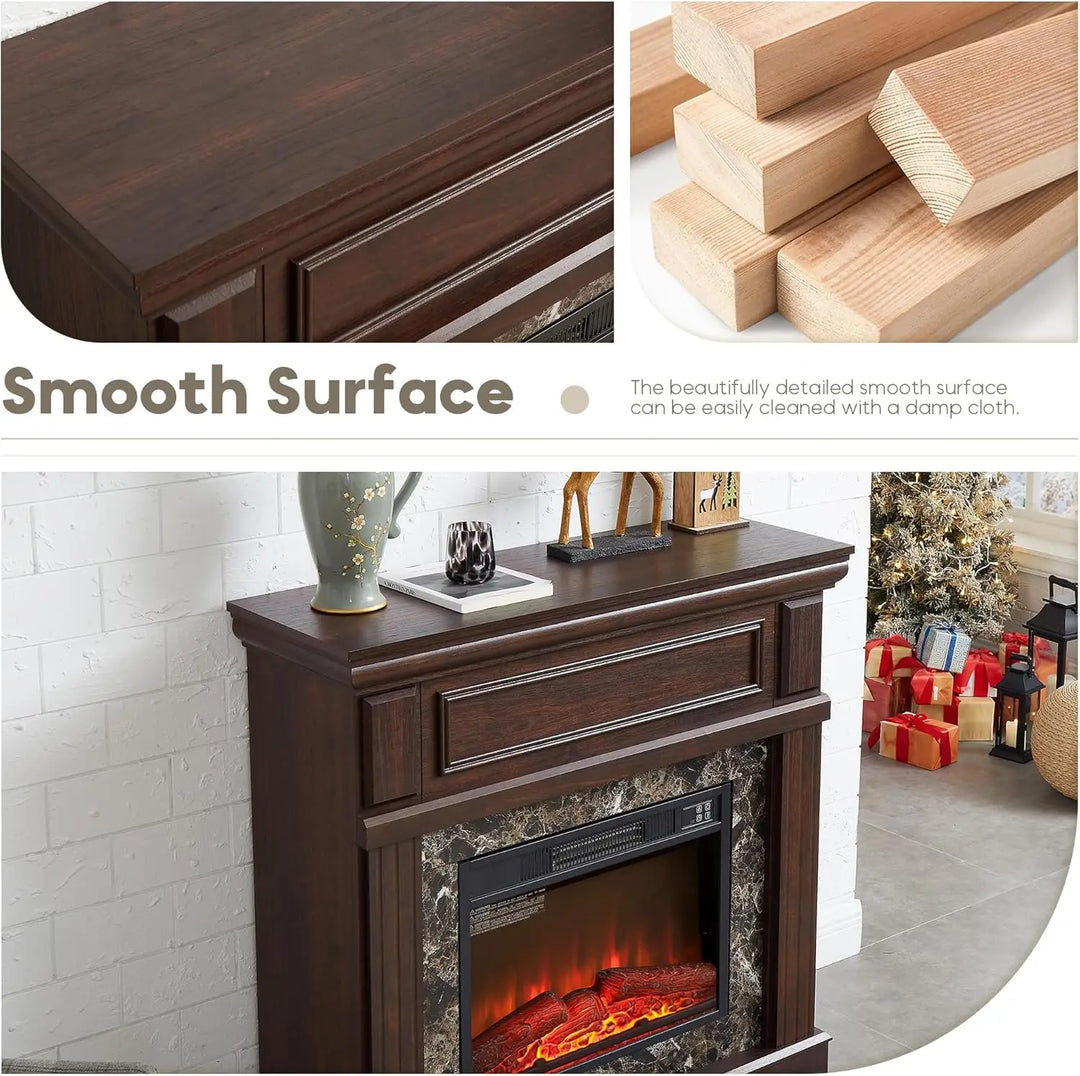 43" Electric Fireplace with Mantel, Electric Fireplace Heater, TV Stand w/Freestanding Electric Fireplace, Fireplace Mantel