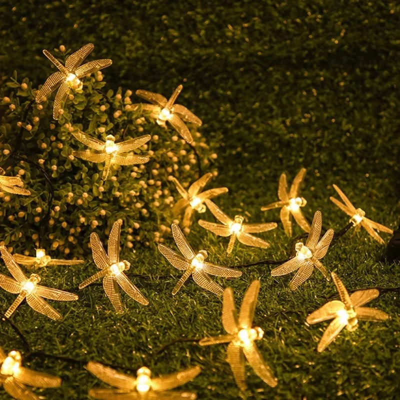 Solar Dragonfly Fairy String Lights â€“ 20 LED Waterproof Outdoor/Indoor Decorative Accent | Garden, Fence, Patio, Party | Trufairs