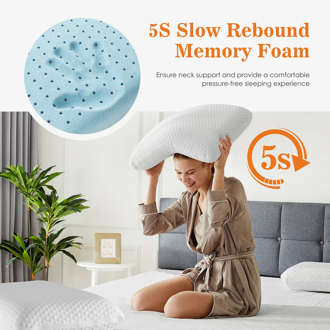 JHK Memory Foam Pillows Standard Size Neck Pillow Ventilated Cooling Bed Pillow with Removable Washable Cover Ultimate Comfort