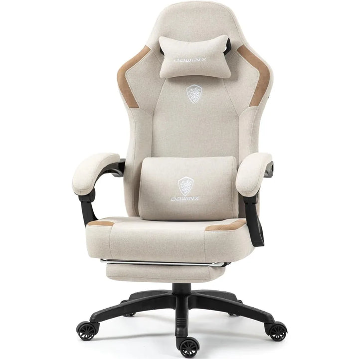 Fabric Gaming Chair with Pocket Spring Cushion,Breathable Computer Chairs with Massage Lumbar Support and Footrest,High Back Ga