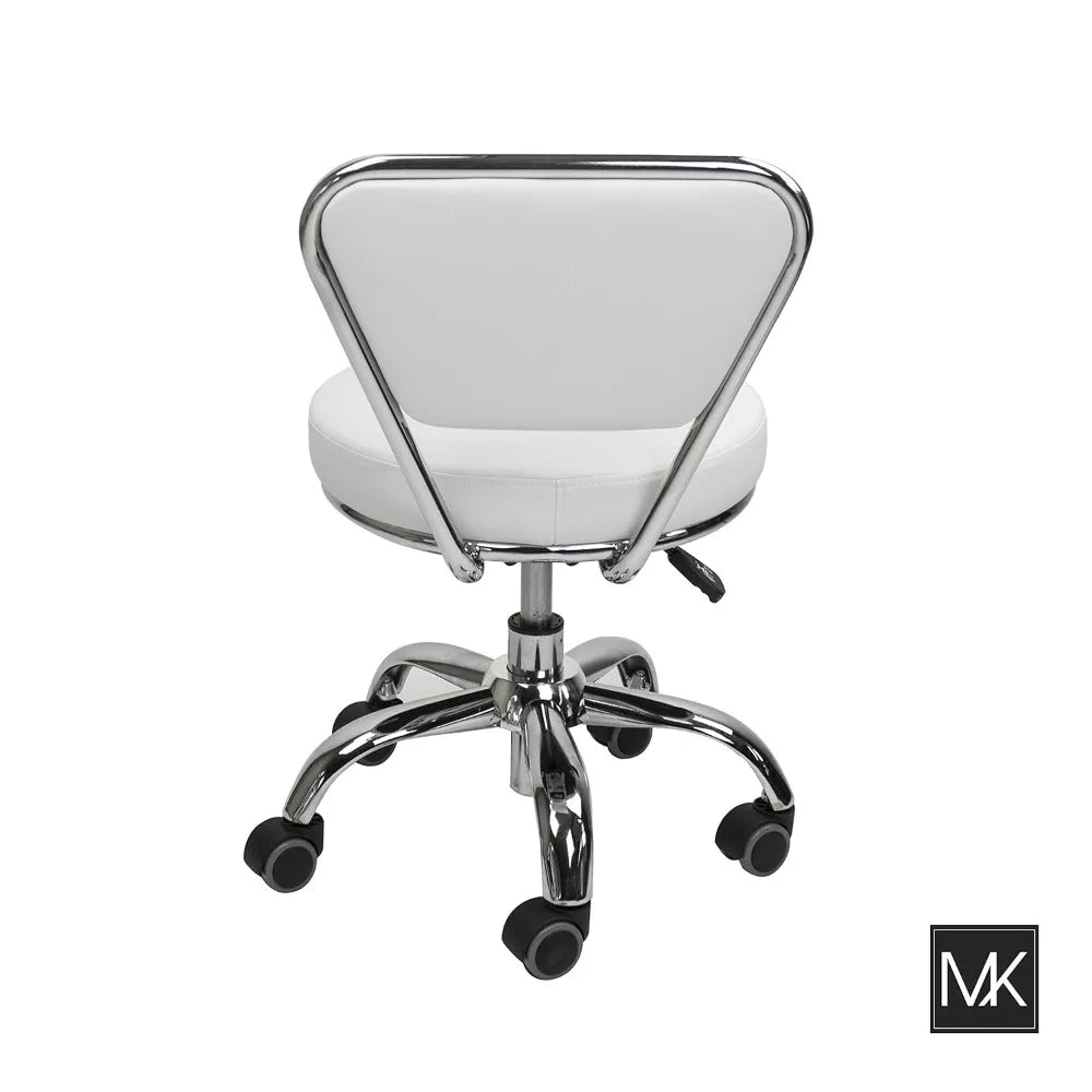 Dayton White Pneumatic Adjustable Rolling Salon Nail Pedicure Stool and Chair