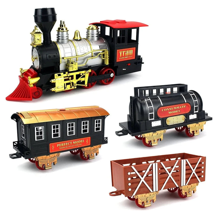 Classic Christmas Holiday Train Set with Real Smoke Lights Sounds Locomotive Engine Cargo Cars Tracks Kids Family Fun