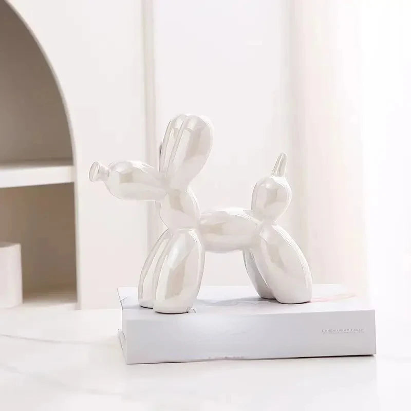 11cm/4.3inch Creative Balloon Dog Abstract Ceramic Ornament Sculpture Figurine Statue Home Office Decoration Gift