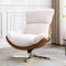 linen swivel lounge chair, upholstered high back accent chair with metal base armelss comfy modern recliner chair for living ro