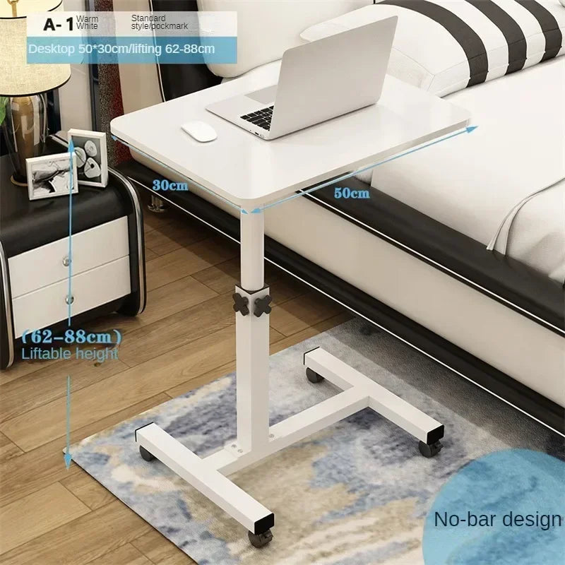 Creative Foldable Computer Desks Living Room Sofa Lazy Bed Office Desk with Wheels Lifting Bedside Table European Home Furniture