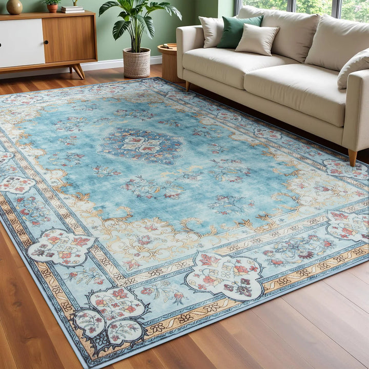Area Rugs for Living Room Elegant Floral Traditional Faux Wool Area Rug