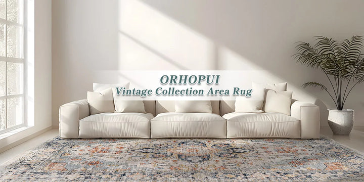 Orhopui vintage boho design, washable area rugs non-slip rugs for living room bedroom traditional woven rugs stain resistant