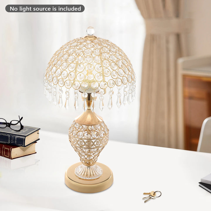 Crystal Table Lamp,Gold 110V Tabletop Decorative Bedside Lamp Corded Electric Lighting 3-5m² for Bedrooms,Living Rooms