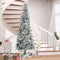 9 ft Unlit Snow-Flocked Slim Pine Artificial Christmas Tree with Realistic Branches and 1084 Tips
