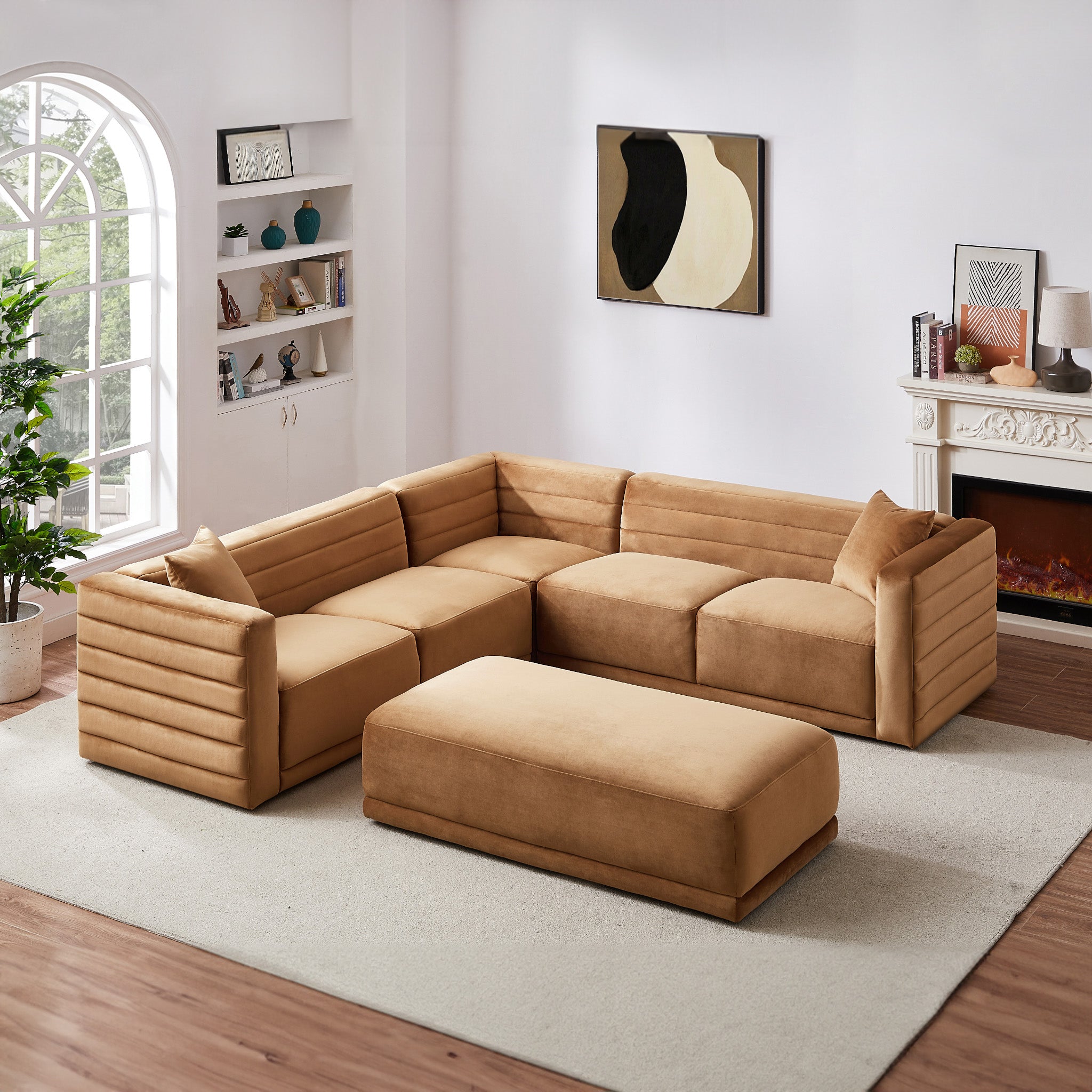 Solo Modular Corner Sectional Sofa Cognac