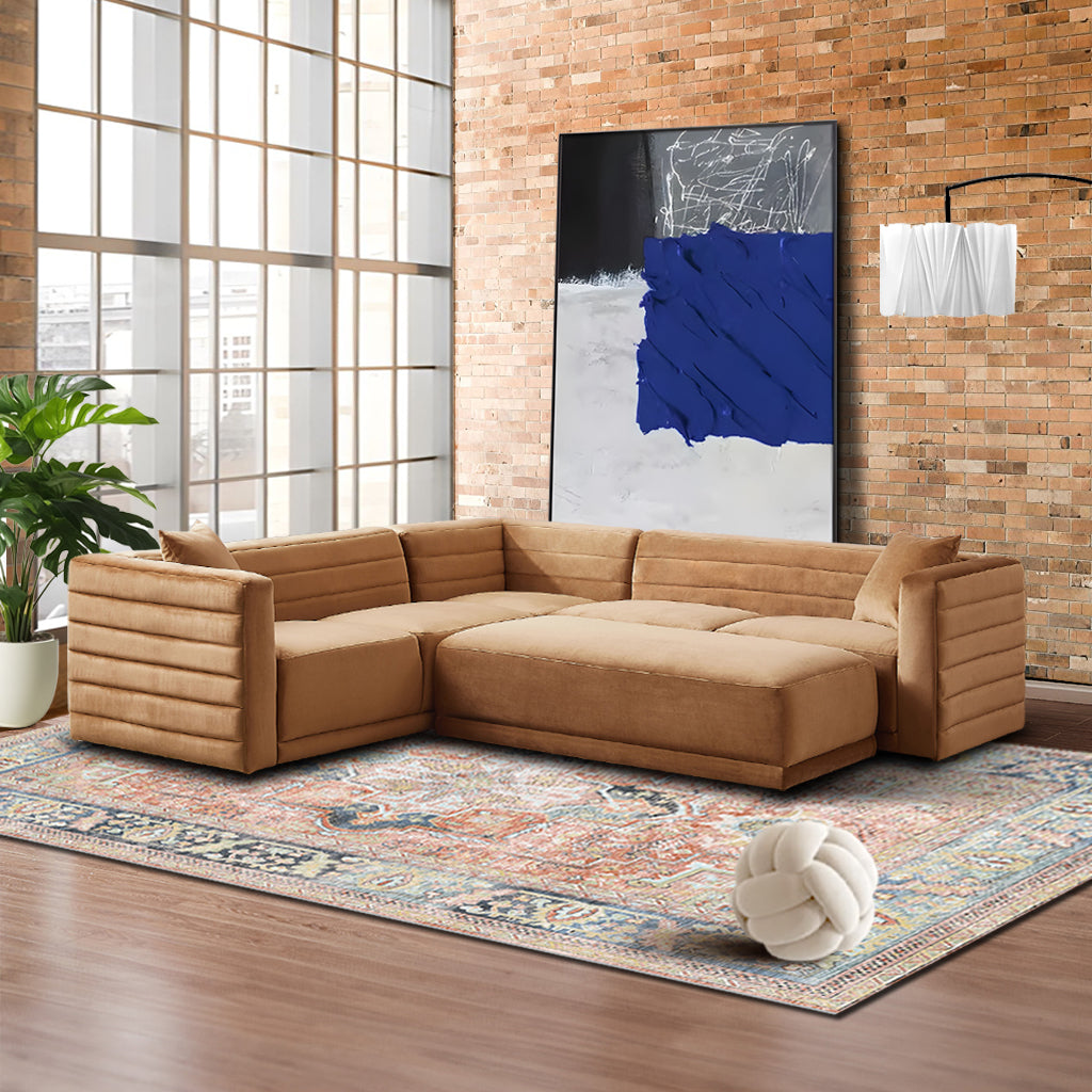 Solo Modular Corner Sectional Sofa Cognac