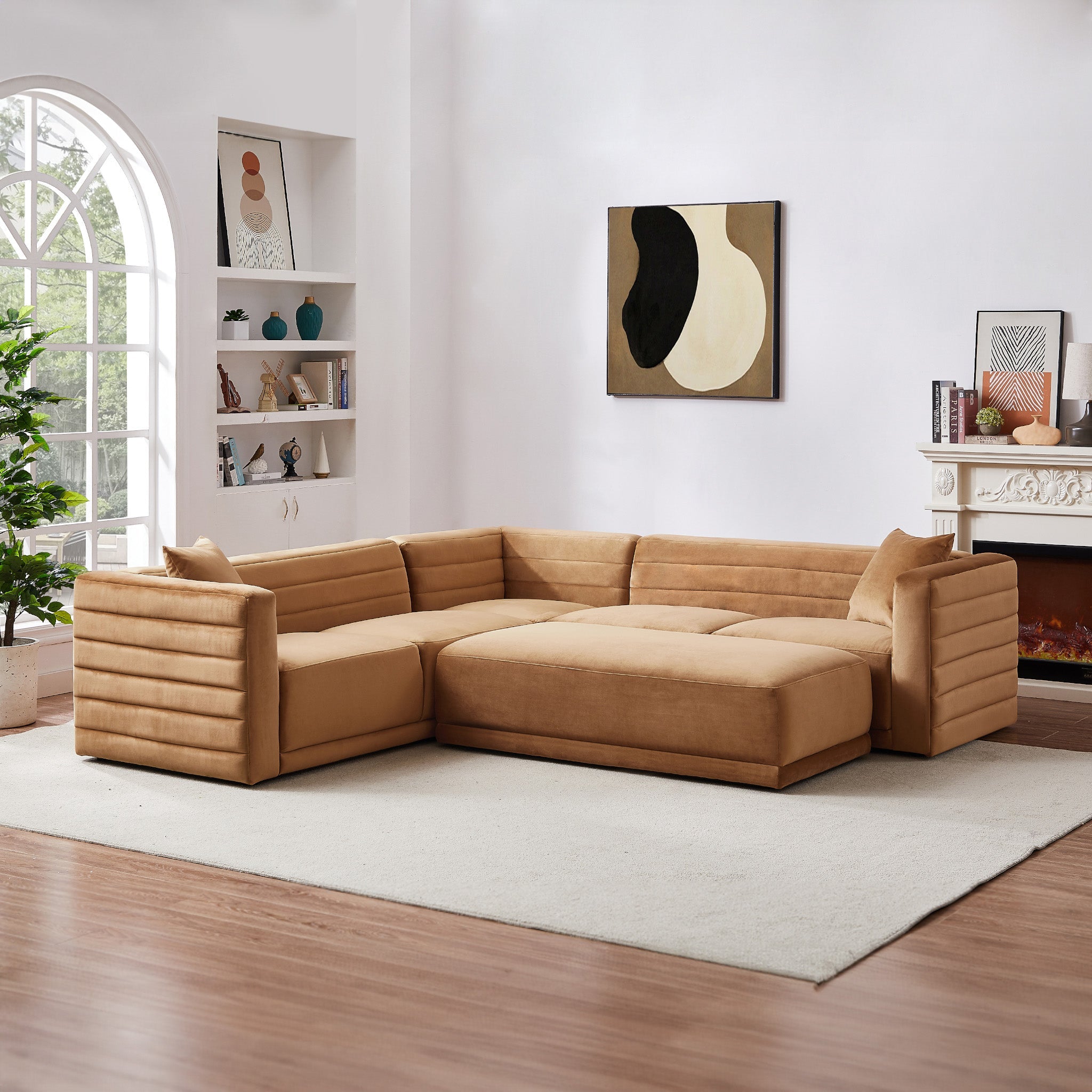 Solo Modular Corner Sectional Sofa Cognac