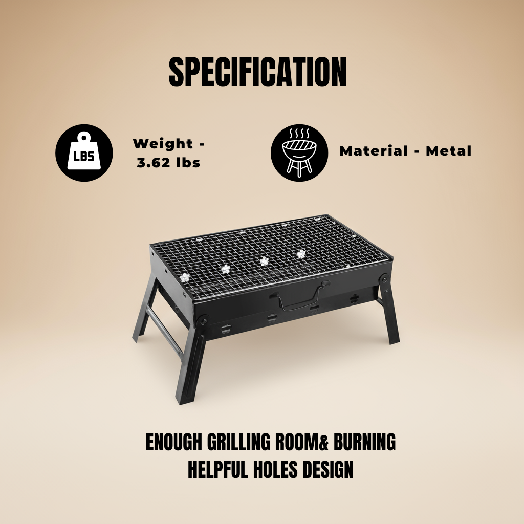 Portable BBQ Grill Foldable Charcoal Grill Lightweight Smoker Grill for Camping Picnics Garden Grilling