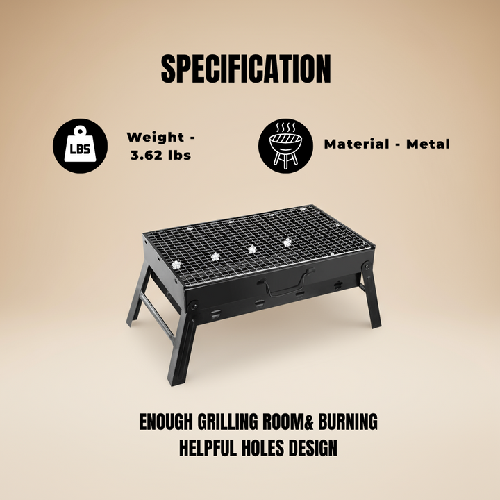 Portable BBQ Grill Foldable Charcoal Grill Lightweight Smoker Grill for Camping Picnics Garden Grilling