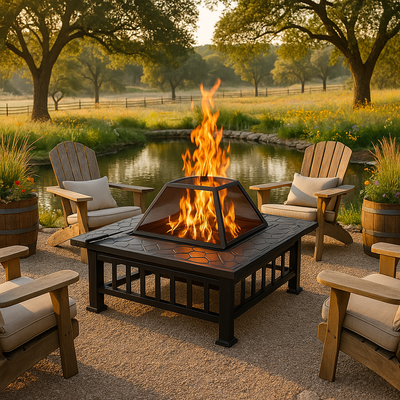 Square Metal Fire Pit Table