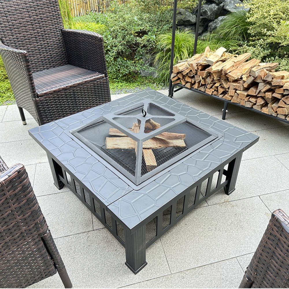 Square Metal Fire Pit Table