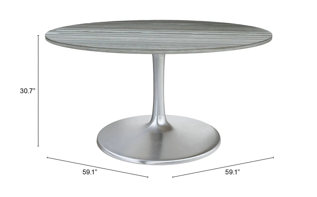 Star City Dining Table 60 Inch Gray & Silver