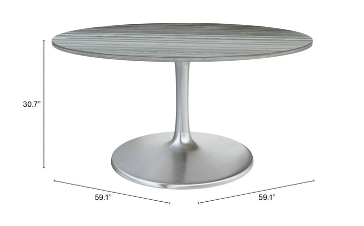 Star City Dining Table 60 Inch Gray & Silver