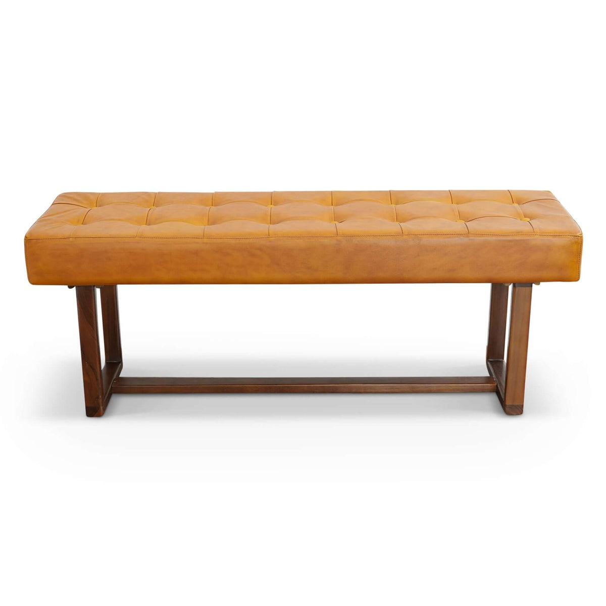 Cameron Tan Leather Bench