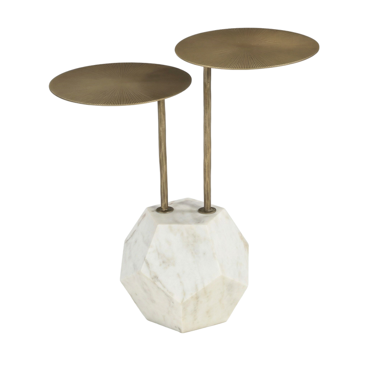 Marble Brass Accent Table – Contemporary White & Gold Statement | Side Table | Trufairs