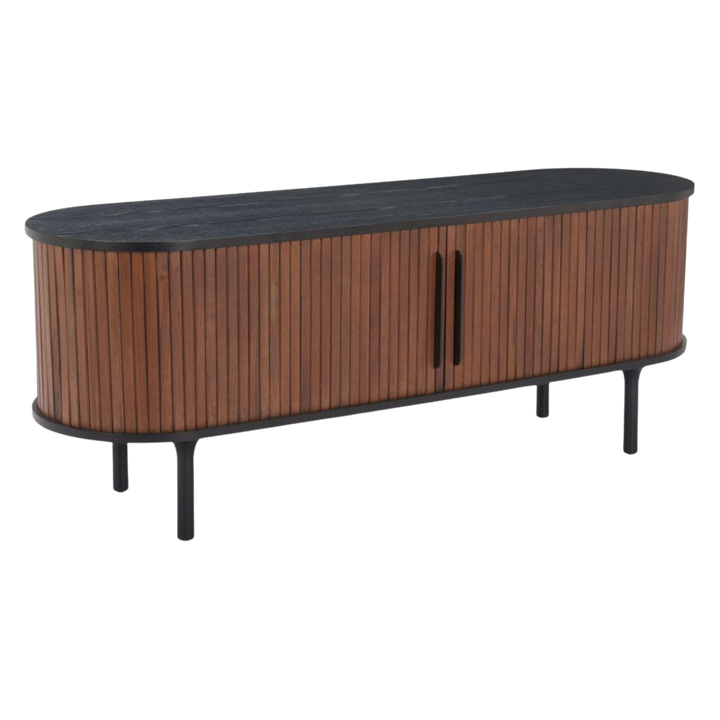 Koriana Black Walnut Entertainment Stand – Sleek Storage & Display | Living Room Furniture | Trufairs