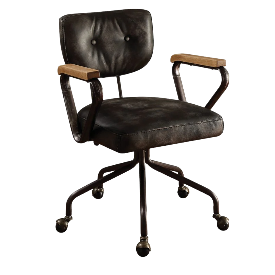 Brown Adjustable Swivel Leather Rolling Executive Office Chair