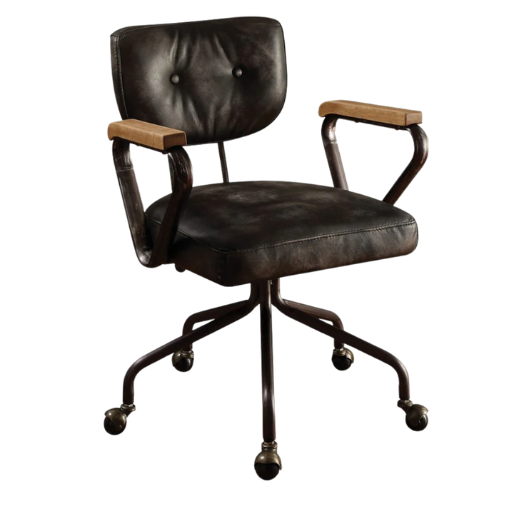 Brown Adjustable Swivel Leather Rolling Executive Office Chair