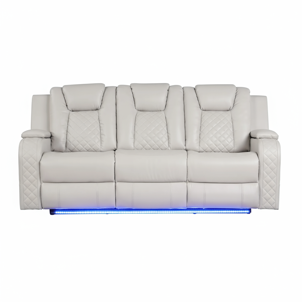 Benz LED Power Reclining Sofa – Faux Leather Electric Recliner with USB & LED | Trufairs