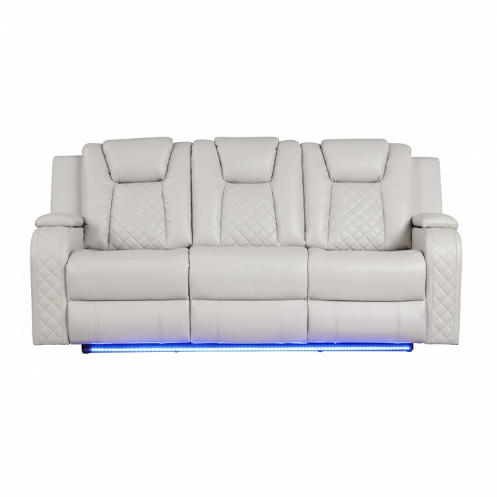 Benz LED Power Reclining Sofa – Faux Leather Electric Recliner with USB & LED | Trufairs