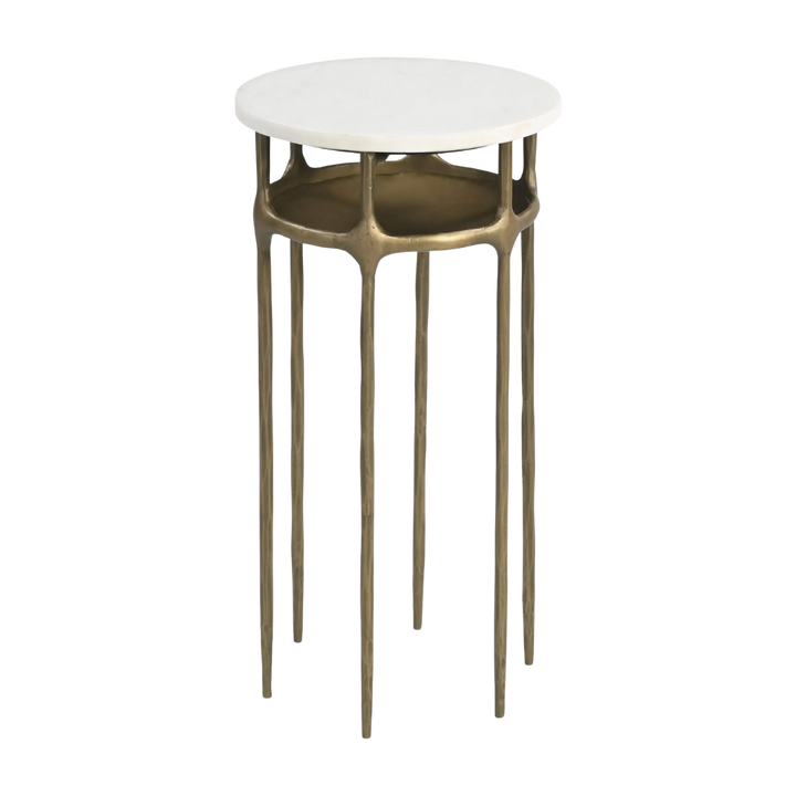 Marble-Patterned Accent Side Table – Modern Versatility & Brass Elegance | Small Space Furniture | Trufairs