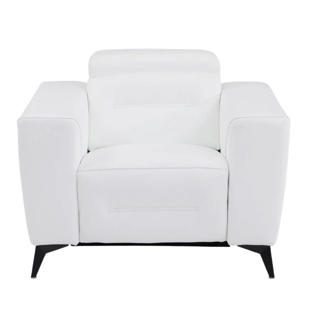 41" White Italian Leather Power Recliner Chair