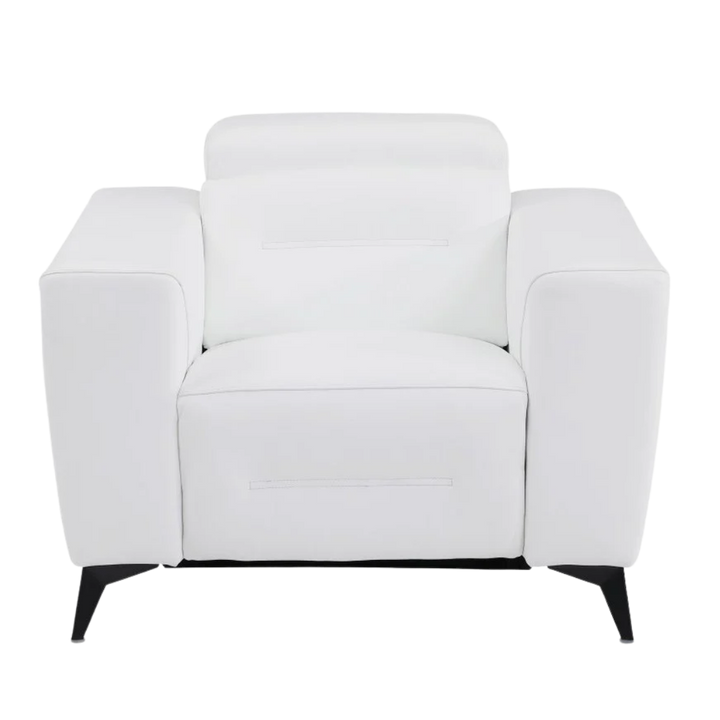 41" White Italian Leather Power Recliner Chair
