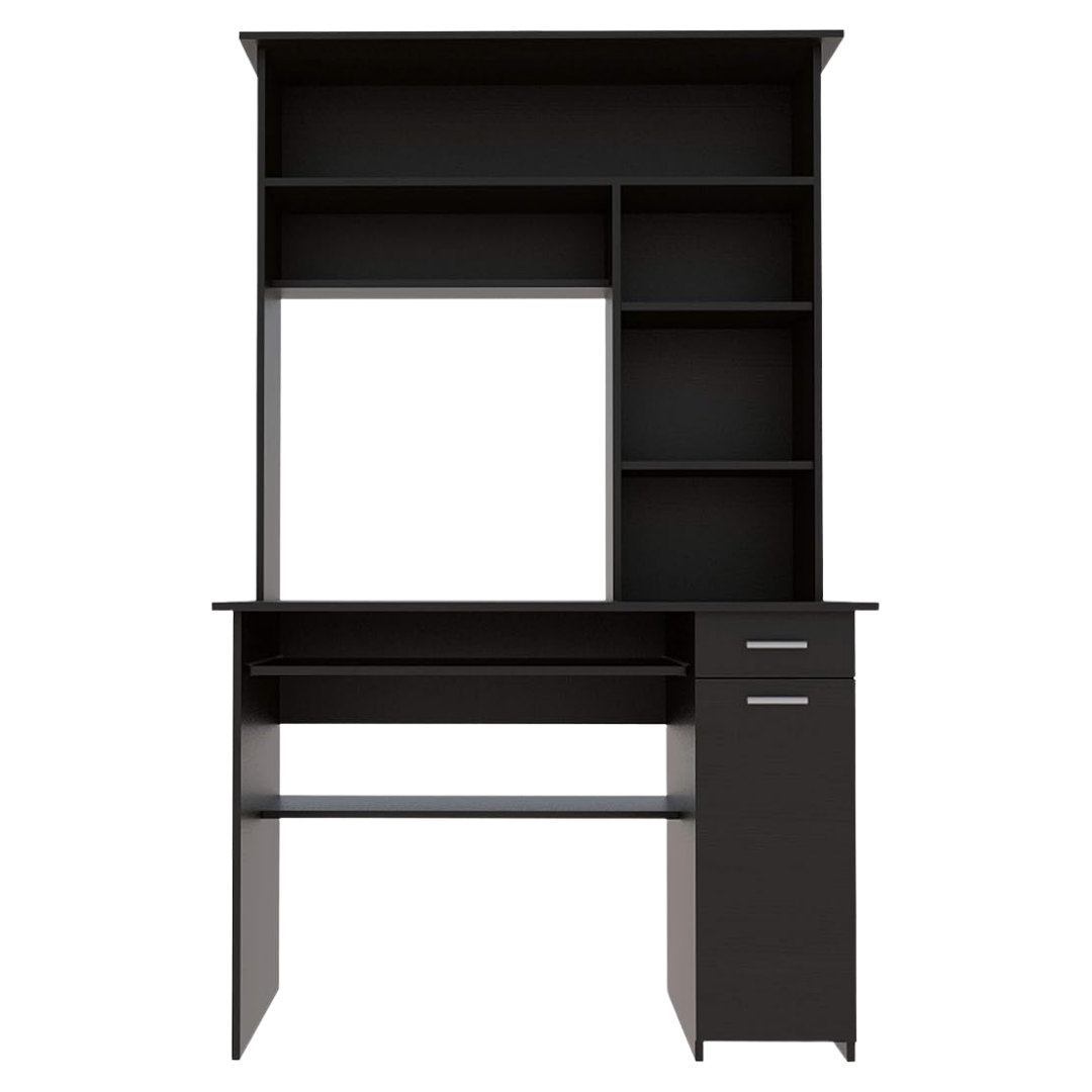43" Black Computer Desk With Hutch